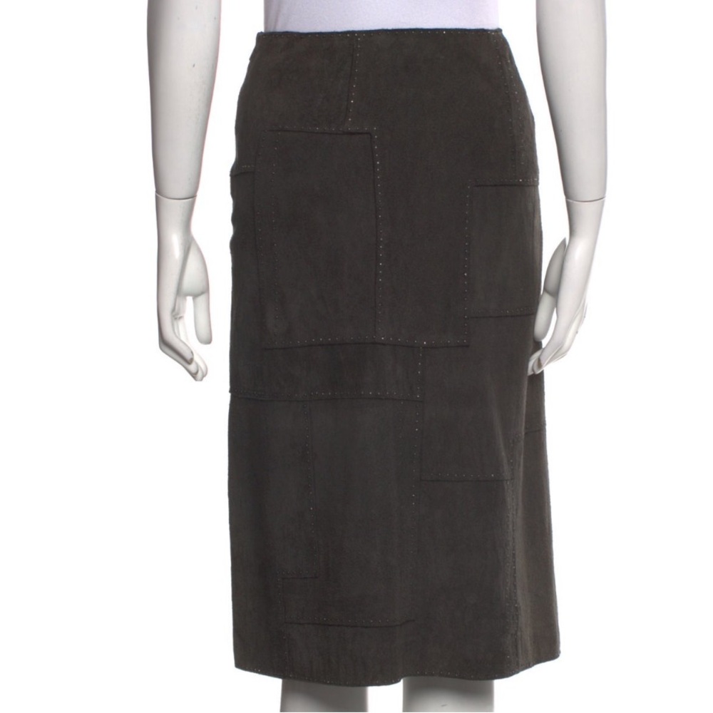 Vintage Fendi Chocolate Suede Patchwork Skirt - Picture 6 of 8